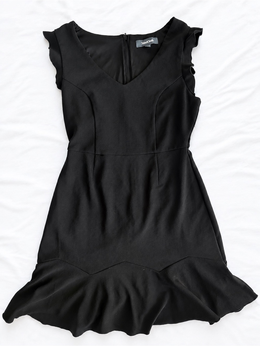 ModCloth Black Ruffle Sleeve Fit & Flare Dress Size Medium